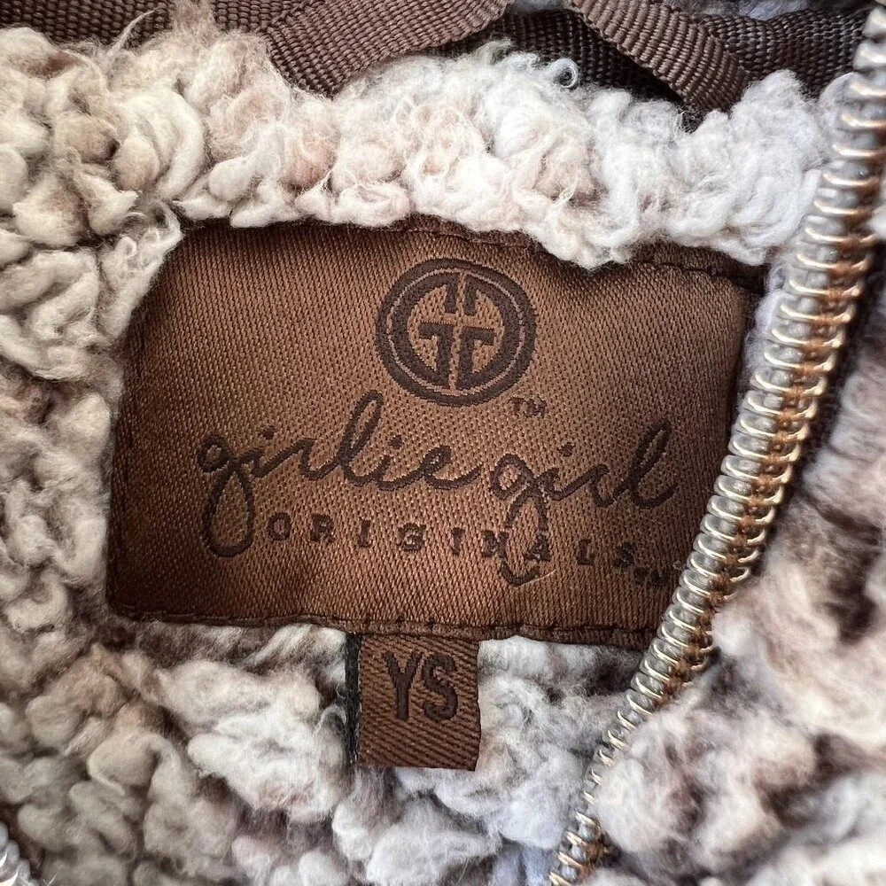 Girlie Girl Originals C.C. Kids YS Sherpa Pullover Sweatshirt Brown & Cream